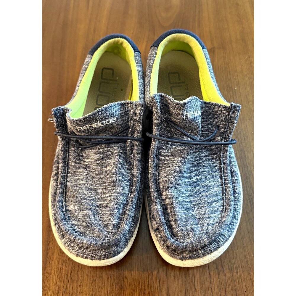 Hey Dude Wally Youth Stretch Naval Speckle Unisex Kids Slip-On Gray 4.5 EU36